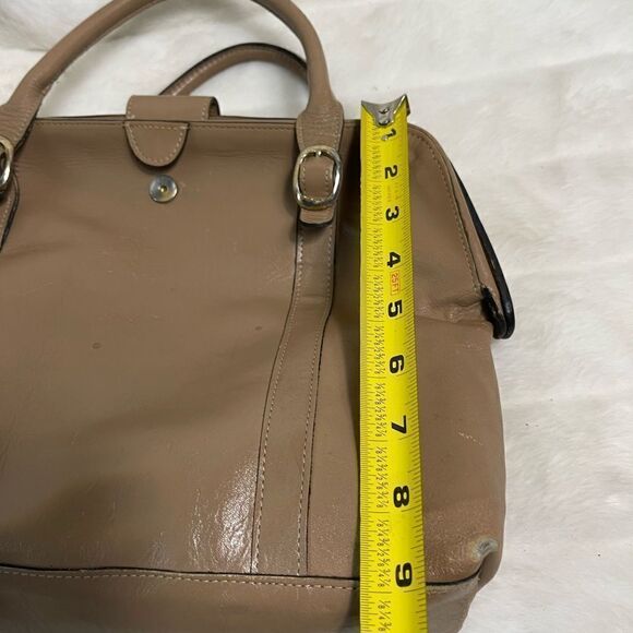 Tano Leather tan frame medium satchel gold tone hardwares . - Picture 5 of 14